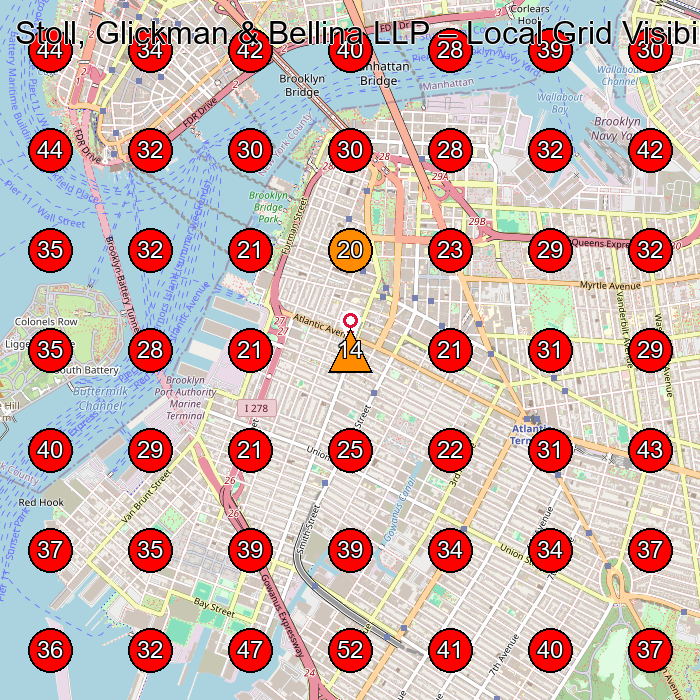 Stoll, Glickman & Bellina LLP GeoGrid visibility map for Wellness Center in 7th floor